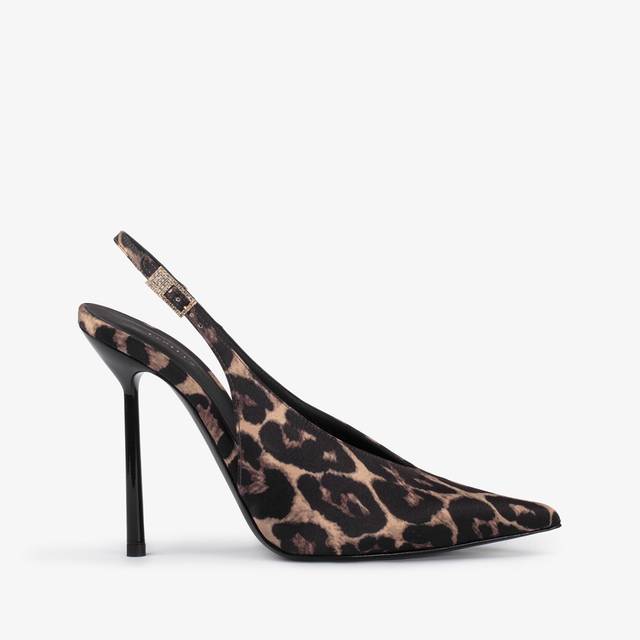 Le Silla Slingback raso stampa leopardata Saldi Di Fabbrica