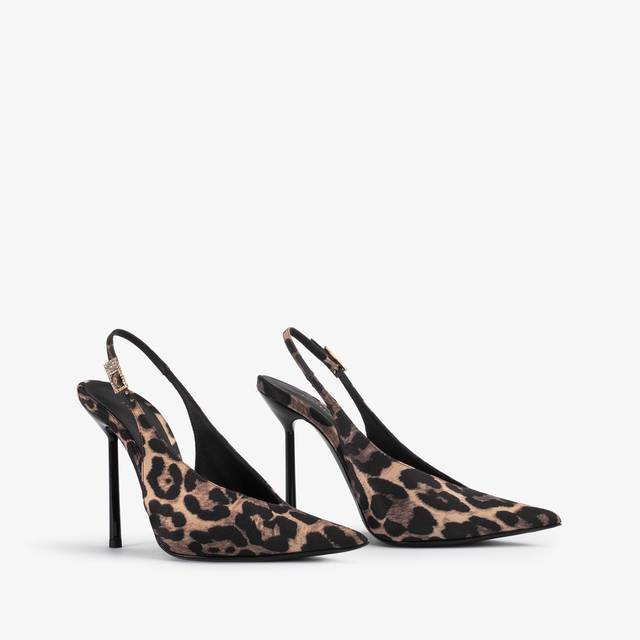 Le Silla Slingback raso stampa leopardata Saldi Di Fabbrica