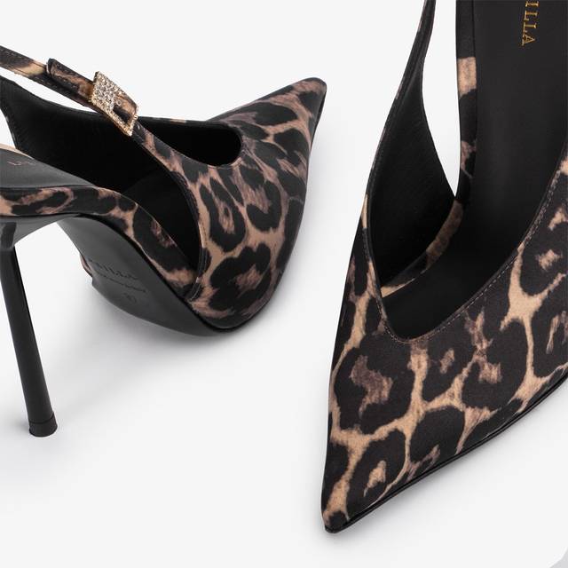 Le Silla Slingback raso stampa leopardata Saldi Di Fabbrica