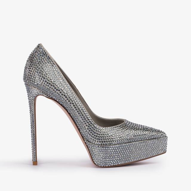 Le Silla Décolleté con plateau raso argento e Cristalli In Saldo