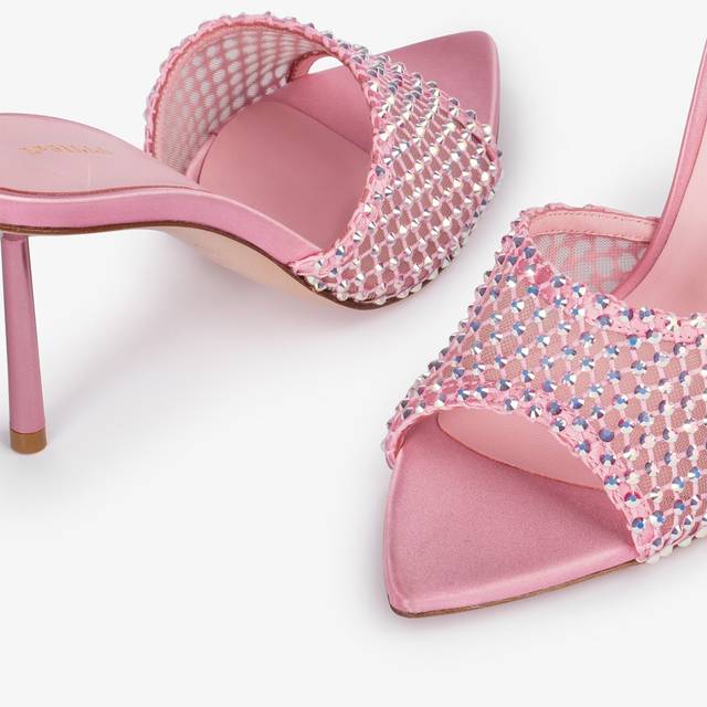 Le Silla Sandalo mule gioiello rete rosa dea con Cristalli Moda