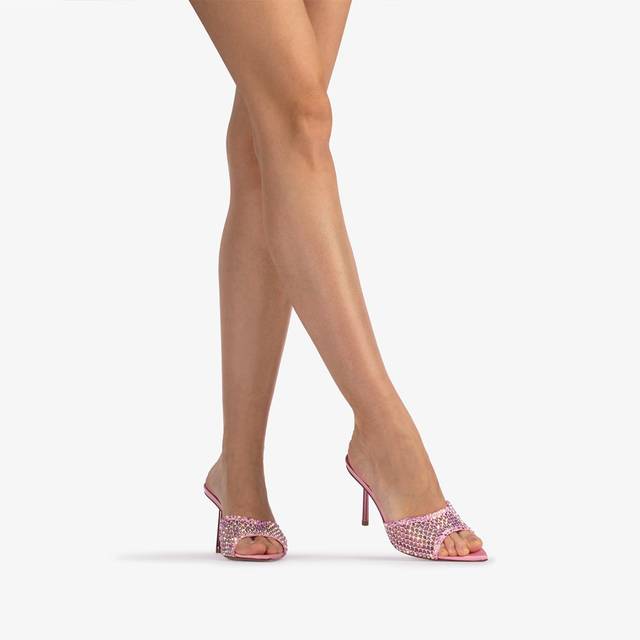 Le Silla Sandalo mule gioiello rete rosa dea con Cristalli Moda