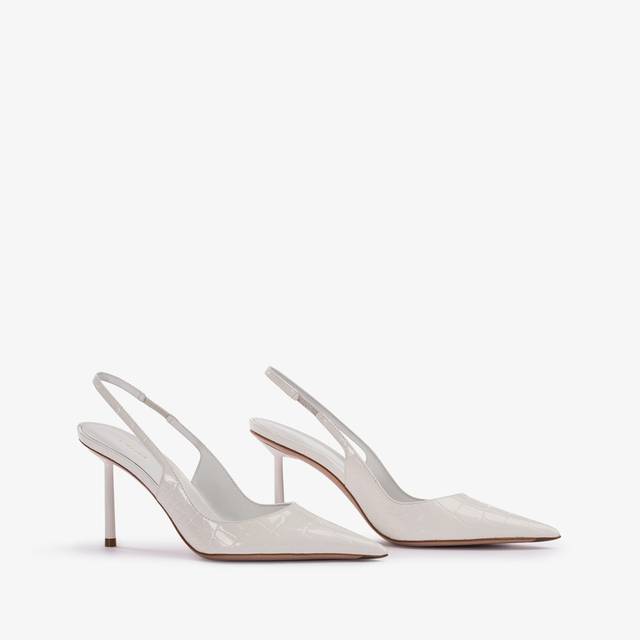 Le Silla Slingback stampa coccodrillo bianca carta In Vendita