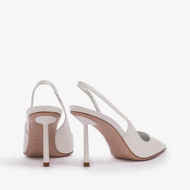 Le Silla Slingback stampa coccodrillo bianca carta In Vendita