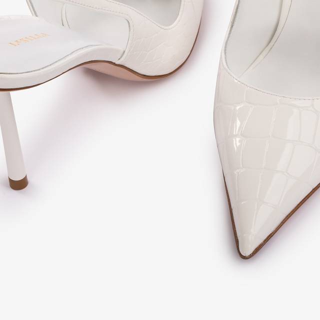 Le Silla Slingback stampa coccodrillo bianca carta In Vendita