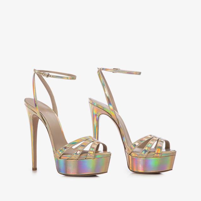 Le Silla Sandalo con plateau iridescente nude Offerte