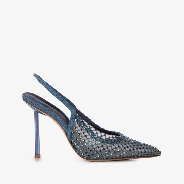 Le Silla Slingback gioiello rete blu denim Saldi Di Fabbrica