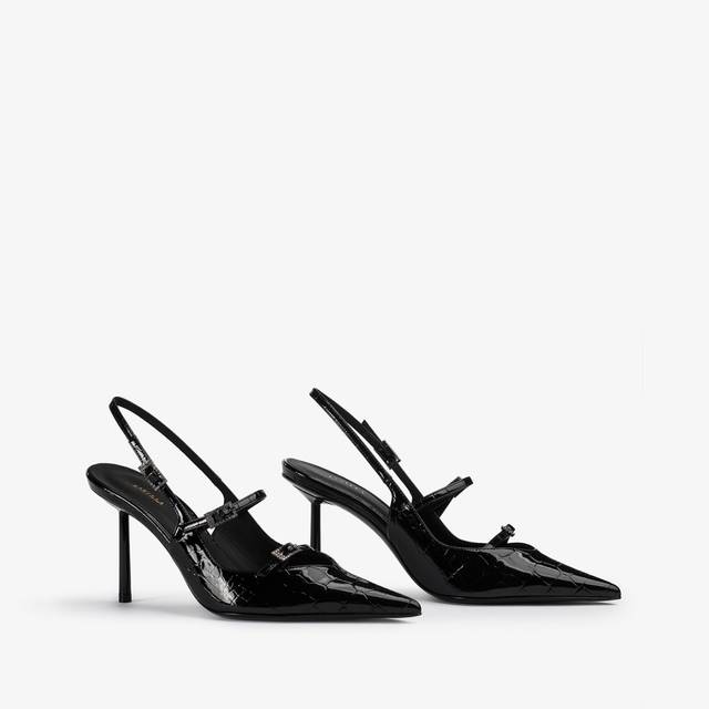 Le Silla Slingback con listini stampa coccodrillo nera In Saldo