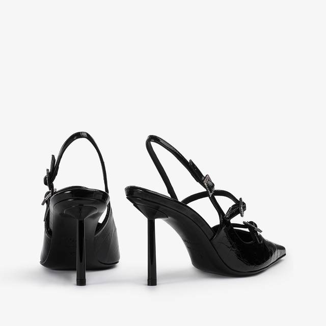 Le Silla Slingback con listini stampa coccodrillo nera In Saldo