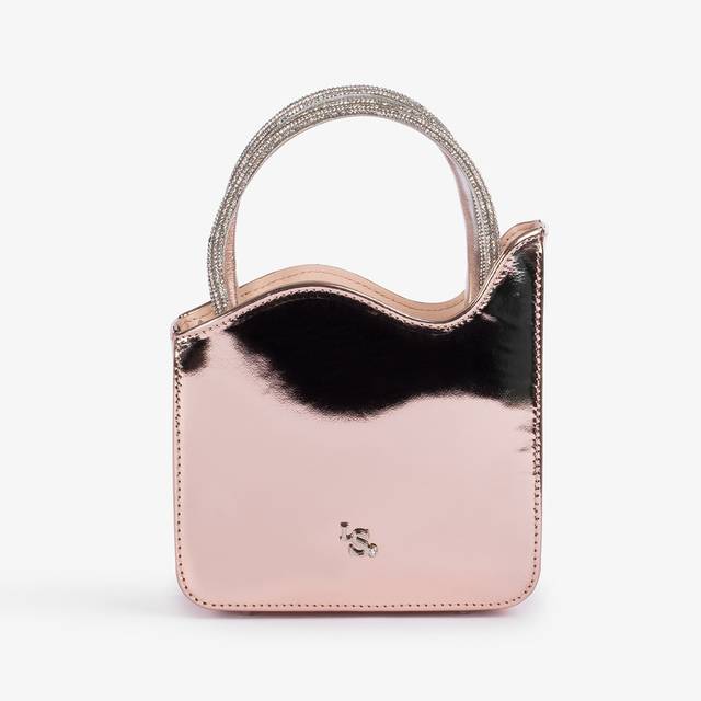 Le Silla Mini bag metallizzata oro rosa e Cristalli Nuovo
