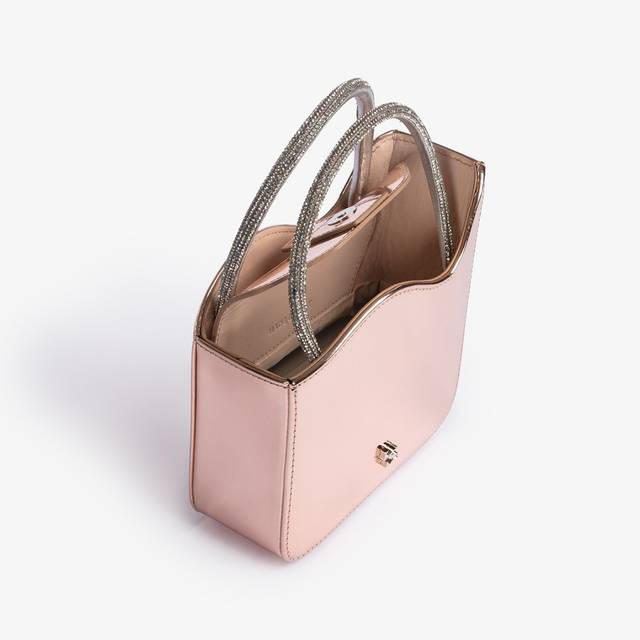 Le Silla Mini bag metallizzata oro rosa e Cristalli Nuovo