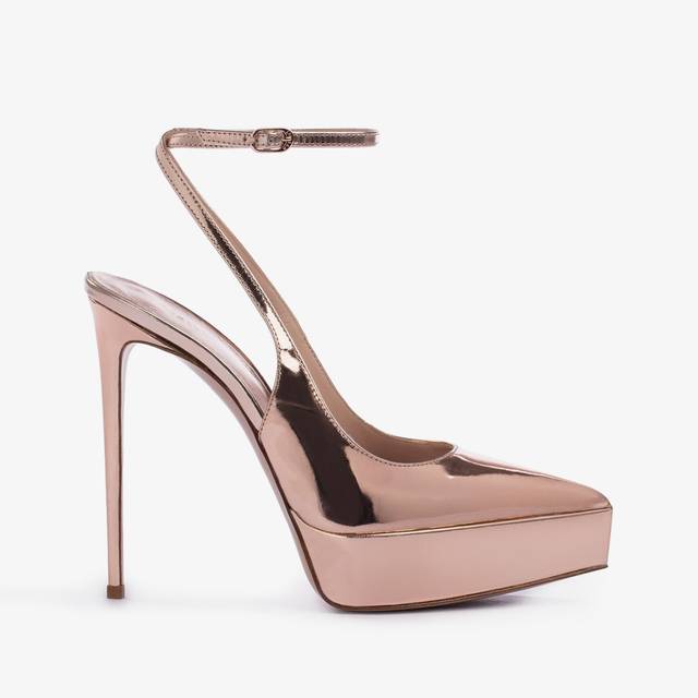 Le Silla Slingback con plateau metallizzata oro rosa Qualità