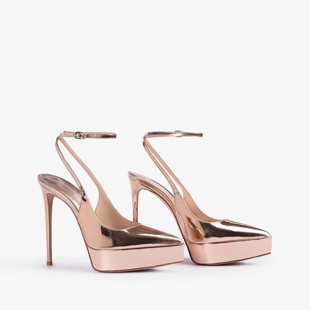 Le Silla Slingback con plateau metallizzata oro rosa Qualità