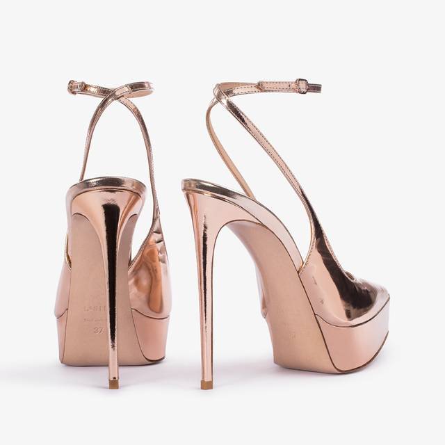 Le Silla Slingback con plateau metallizzata oro rosa Qualità