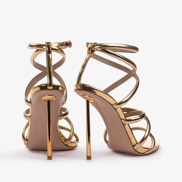Le Silla Sandalo con fasce incrociate metallizzato oro pepita Fino al 50% di sconto