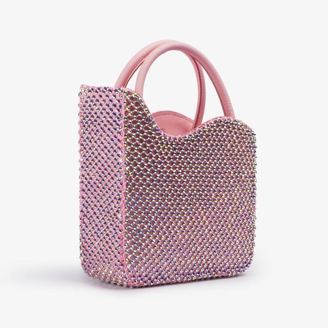 Le Silla Small bag raso rosa dea con Cristalli Enormi sconti