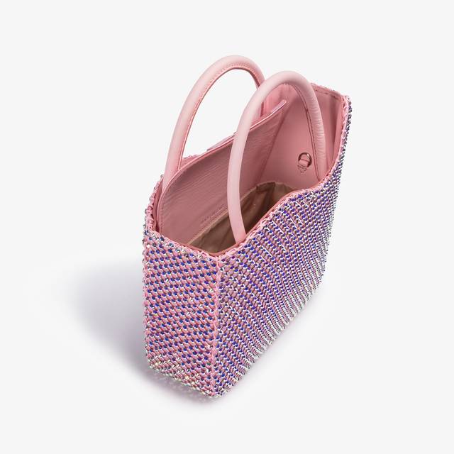 Le Silla Small bag raso rosa dea con Cristalli Enormi sconti