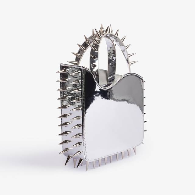 Le Silla Small bag metallizzata argento con borchie Esporta salva