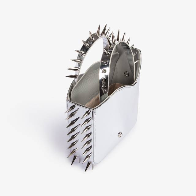 Le Silla Small bag metallizzata argento con borchie Esporta salva