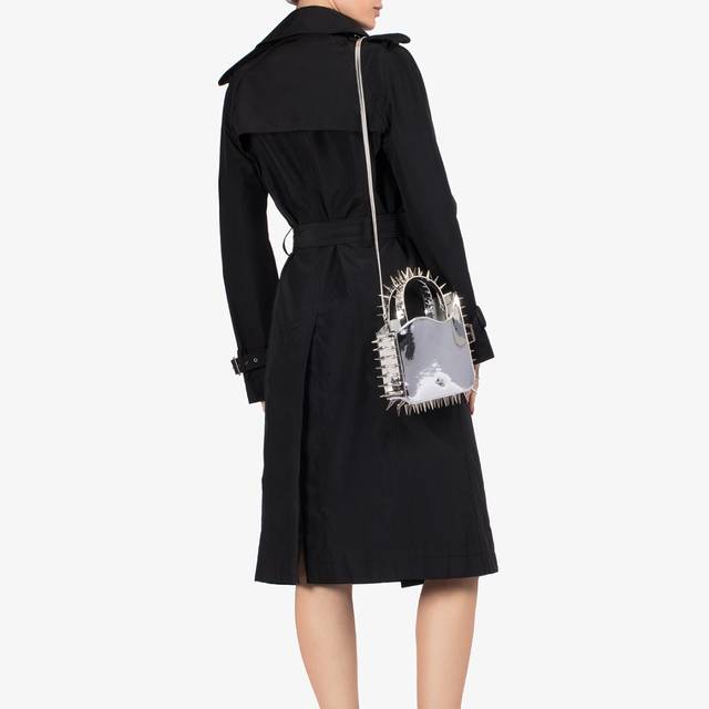 Le Silla Small bag metallizzata argento con borchie Esporta salva