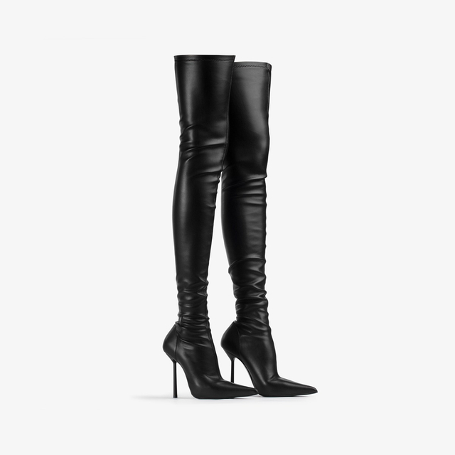 Le Silla Stivale sopra il ginocchio pelle vegan stretch nero Qualità Garantita