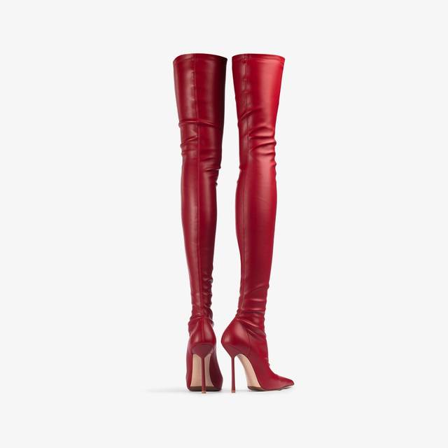 Le Silla Stivale sopra il ginocchio pelle vegan stretch rosso Acquista Ora