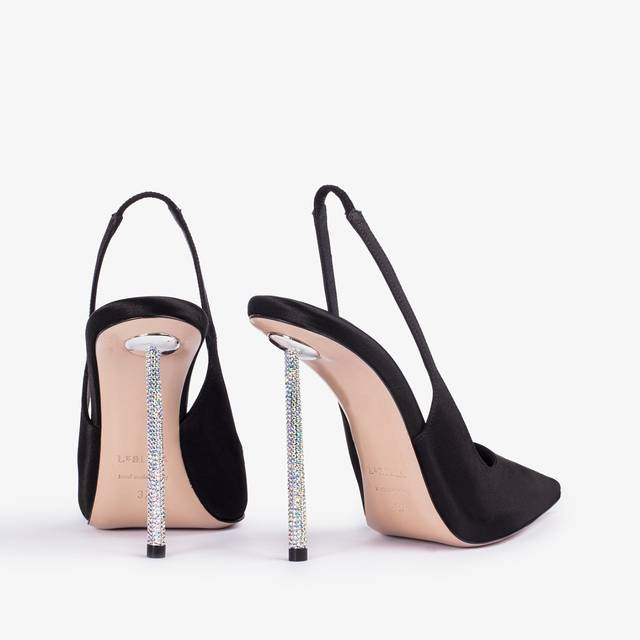 Le Silla Slingback raso nero Saldi Di Fabbrica