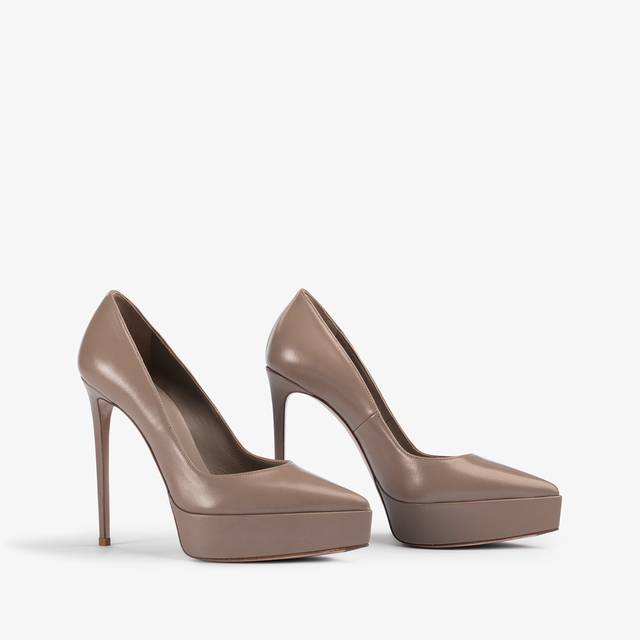 Le Silla Décolleté con plateau pelle grigia sesamo Flash Sale