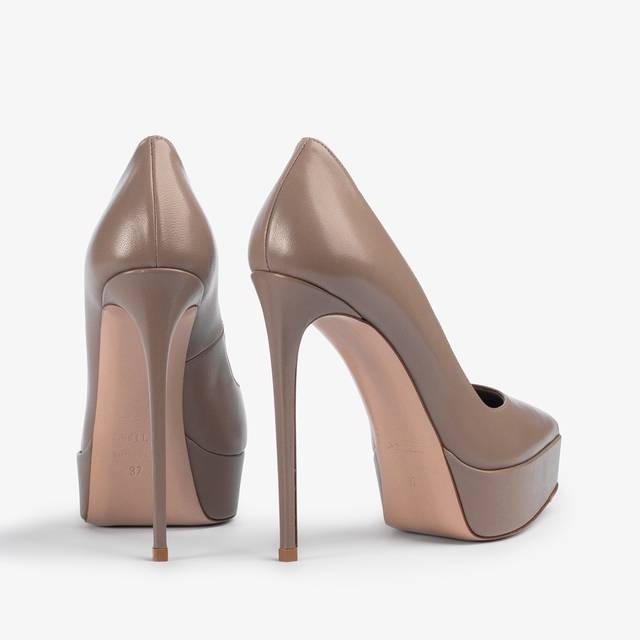 Le Silla Décolleté con plateau pelle grigia sesamo Flash Sale