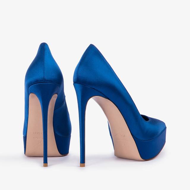 Le Silla Décolleté con plateau satin blu persia Shopping online