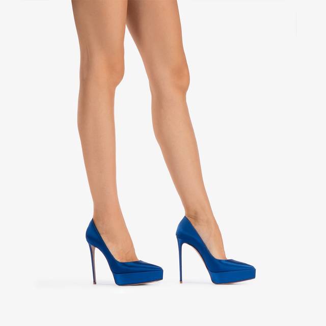 Le Silla Décolleté con plateau satin blu persia Shopping online