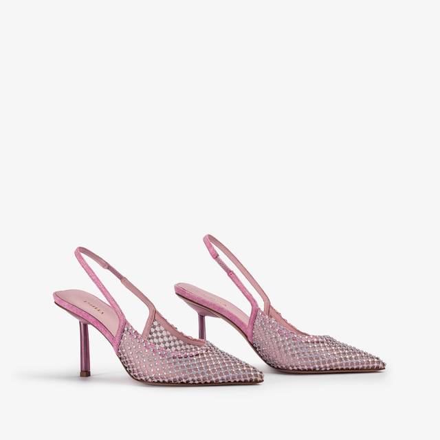 Le Silla Slingback gioiello rete denim rosa dea Offerta Anniversario