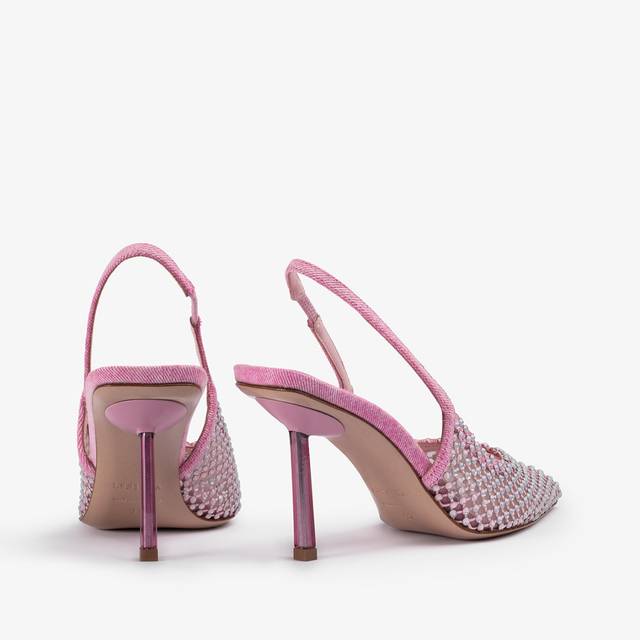 Le Silla Slingback gioiello rete denim rosa dea Offerta Anniversario