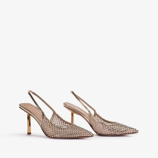 Le Silla Slingback gioiello rete e Cristalli platino Smaltimento dello stoccaggio