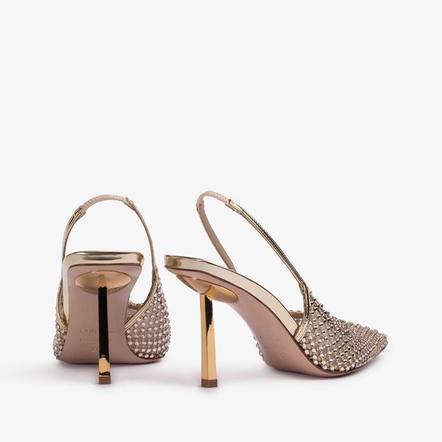 Le Silla Slingback gioiello rete e Cristalli platino Smaltimento dello stoccaggio