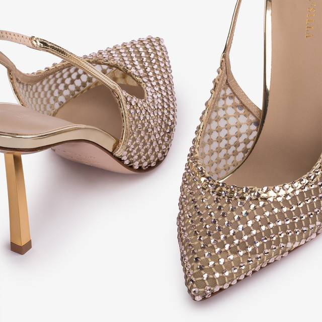 Le Silla Slingback gioiello rete e Cristalli platino Smaltimento dello stoccaggio