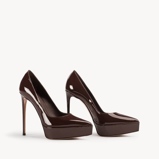 Le Silla Décolleté con plateau vernice marrone fondente Latest fashion
