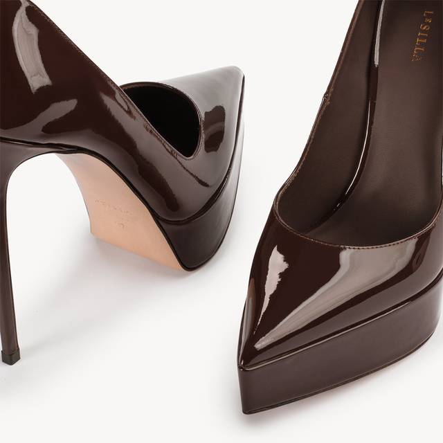 Le Silla Décolleté con plateau vernice marrone fondente Latest fashion