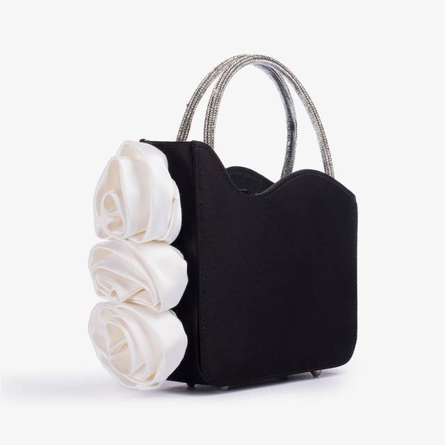 Le Silla Mini bag raso nero e Cristalli con rose Super Saving Price