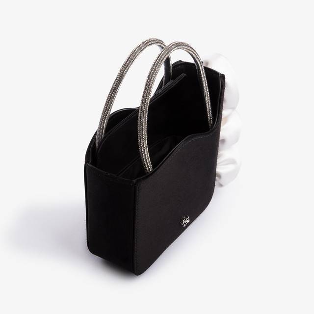 Le Silla Mini bag raso nero e Cristalli con rose Super Saving Price