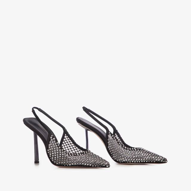 Le Silla Slingback gioiello rete nera Ritorno libero