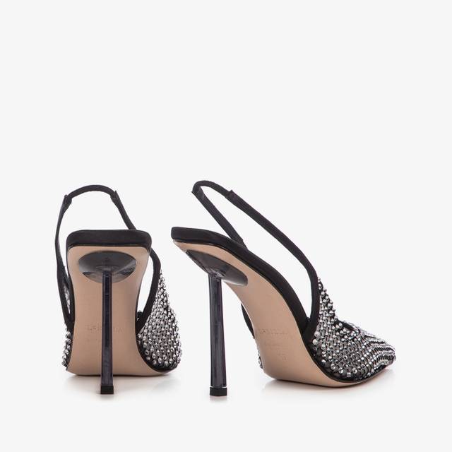 Le Silla Slingback gioiello rete nera Ritorno libero