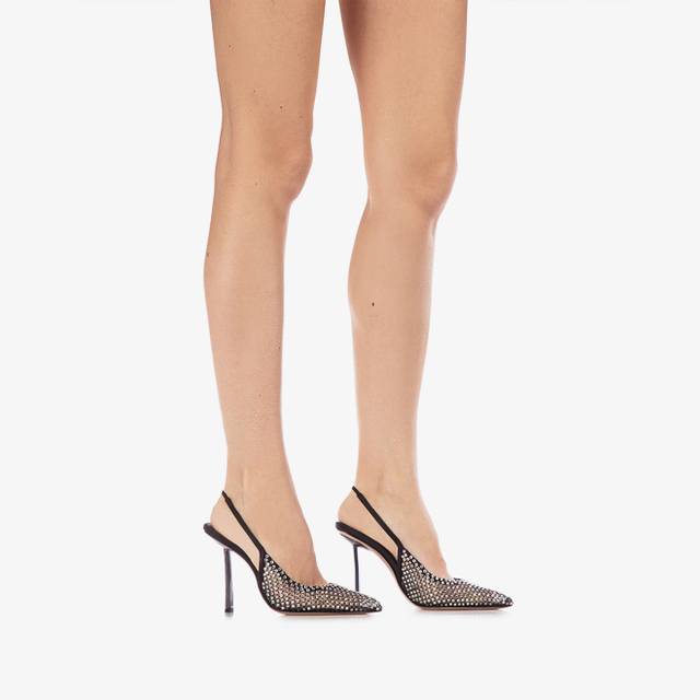 Le Silla Slingback gioiello rete nera Ritorno libero
