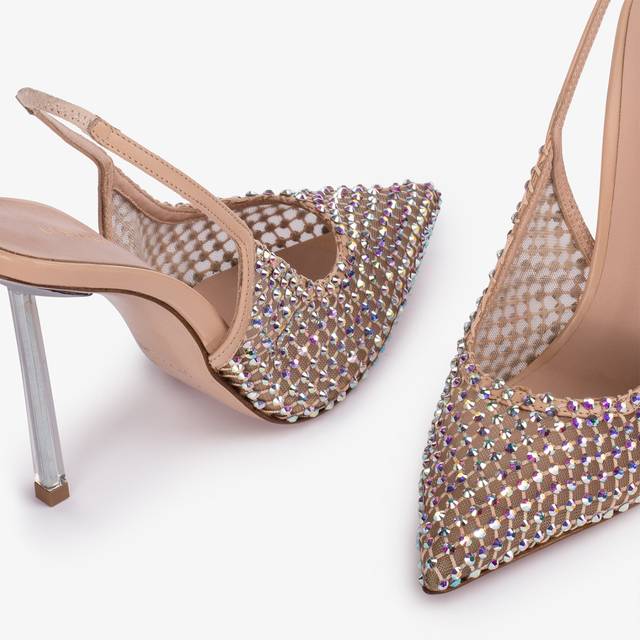 Le Silla Slingback gioiello rete nude skin Rilascio limitato