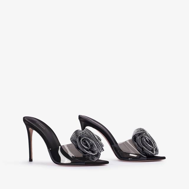 Le Silla Sandalo raso e plexy nero e Cristalli 50% di sconto con spedizione gratuita