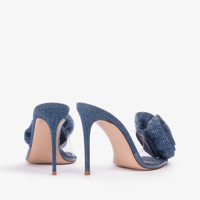 Le Silla Sandalo mule gioiello denim e plexy blu e Cristalli Trasporto libero internazionale