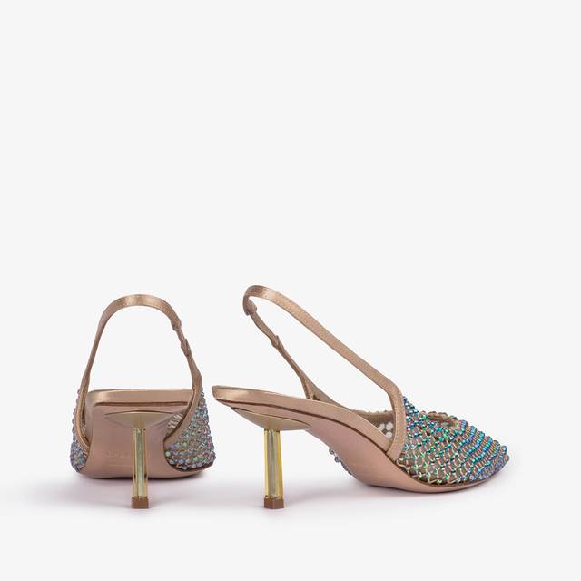 Le Silla Slingback gioiello rete oro e Cristalli iridescenti Shopping Online