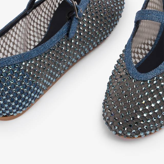 Le Silla Ballerina gioiello rete denim blu con Cristalli Offerta