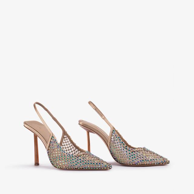 Le Silla Slingback gioiello rete oro e Cristalli iridescenti Negozio online di fabbrica