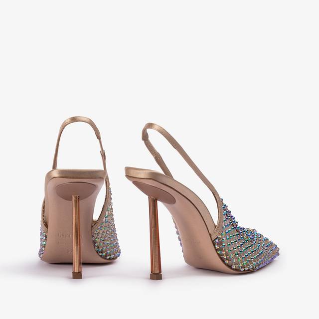 Le Silla Slingback gioiello rete oro e Cristalli iridescenti Negozio online di fabbrica